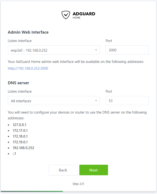 AdGuard Home - Admin Web Interface Settings