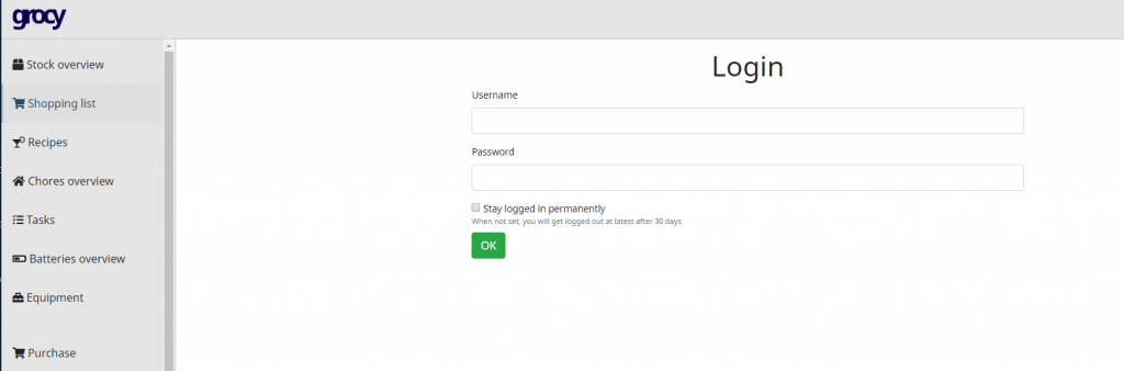 Grocy Login Page - Dockeril.net