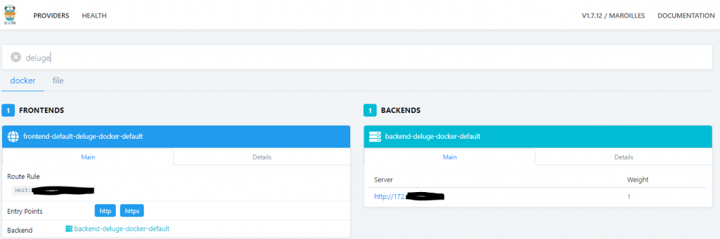 Deluge Traefik Settings - Dockeril