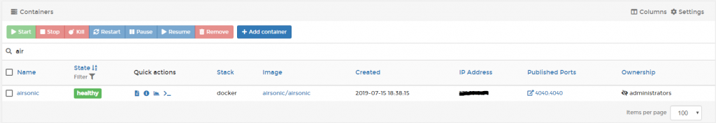 Airsonic Portainer - dockeril.net