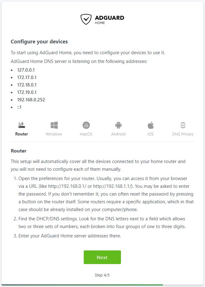 AdGuard Home Device Configuration - https://www.dockeril.net