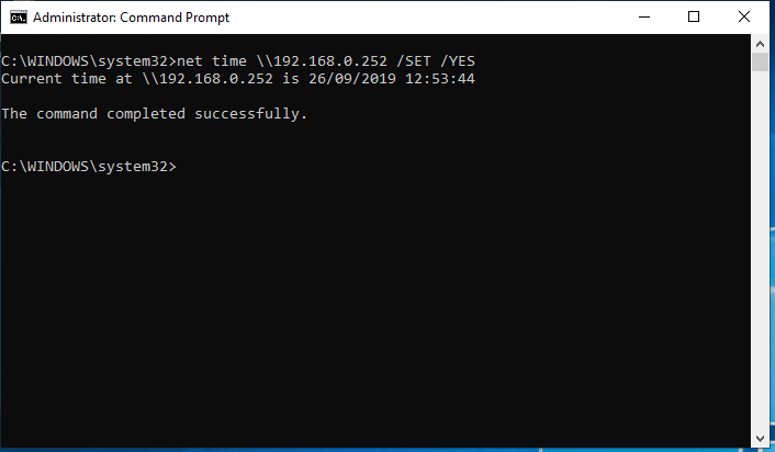NET TIME \\YourServer /SET /YES - NTP