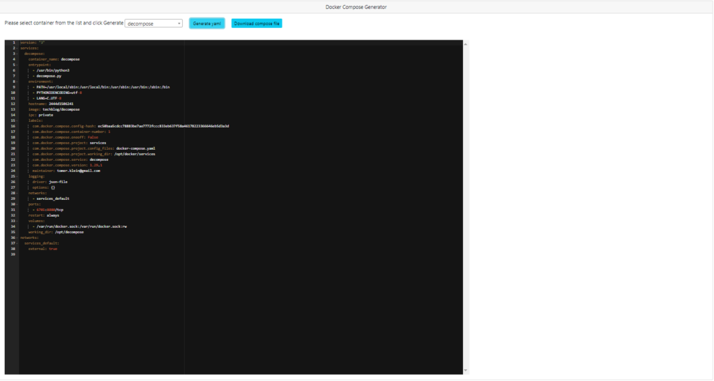 DeCompose - docker-compose generator by tomer klein