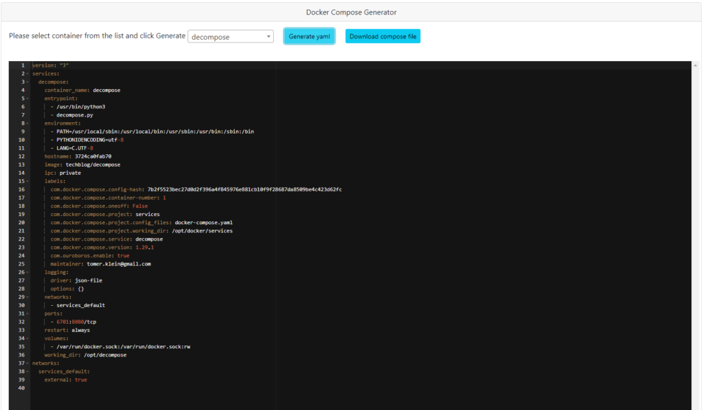 DeCompose - Generate - Dockeril.net